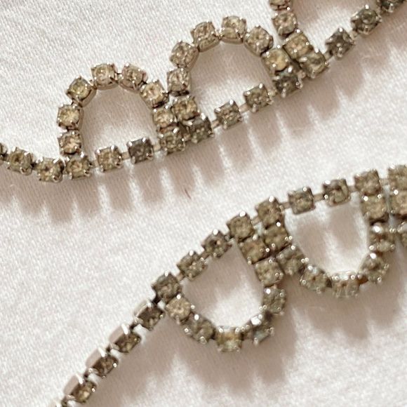 Act II Rhinstone Necklace Channel Set Clear Stone Loops Hook Clasp - Picture 5 of 9